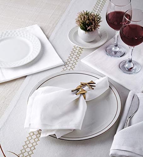 Encasa Serviettes en Tissu de Coton | Ensemble de 6 | Taille 43x43 cm | Couleur Unie Blanc| Lavable en Machine