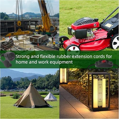 RIIEYOCA Câble d'extension 16A / 250V Shucko à 90 degrés avec Interrupteur extérieur, Prise de sécurité à 2 Broches sur Prise, extérieur ou intérieur (0,6 m)