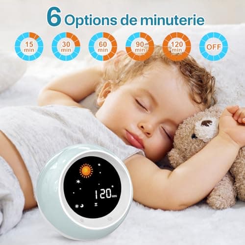 I·CODE Réveil Enfant, Réveil d’Apprentissage au Sommeil pour Enfant, avec Affichage de la Lune et du Soleil, veilleuse, Alarme et Son favorisant Le Sommeil intégrés