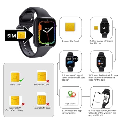 Fenamor 4G Montre Connectée Enfant GPS, 1.83" Montre Telephone avec Sim, SOS, 7 Jeux Montre Enfant Connectée, Montre Intelligente Enfant, Cadeaux de Noël pour garçons et Filles (Noir)