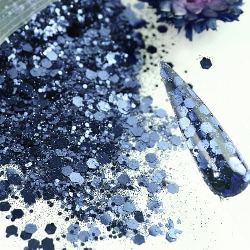 Bieiyhe 50g Glitter Bleu Poudre de Paillettes Loisirs Creatifs Poudre de Paillettes Ongles Chunky Craft Glitter Paillettes pour Nail Art Fine Glitter Paillette Maquillage CosméTiques pour Corps