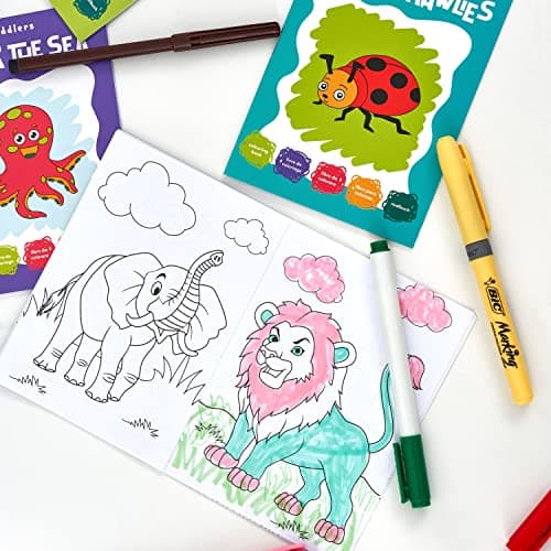 THE TWIDDLERS 24 Mini Livres de Coloriage pour Enfants – Format A6, Dinosaures, Animaux de la Ferme & Plus - Cadeaux Invités, Pochettes Surprises, Sacs Cadeaux, Anniversaire, Mariages, Pâques