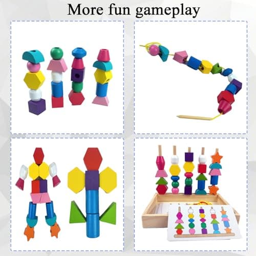 Montessori Jouet de motricité en bois à partir de 1, 2, 3, 4 ans, jeu éducatif et empilable, jeu éducatif, motricité fine