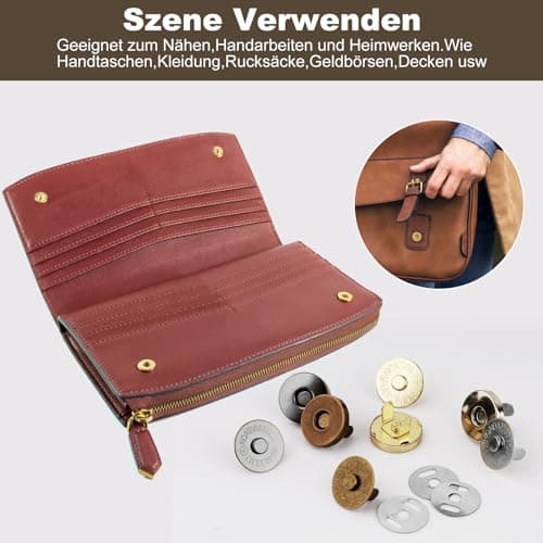 REJOECE 40 Paires Fermoir Magnétique Bouton,18mm Bouton Pression Aimanté,Boutons Magnétiques,Boutons Magnétiques,Circulaire Pression Boutons pour Sac en Tissu, Portefeuille en Cuir,Craft DIY