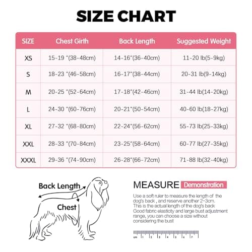 Dotoner Combinaison de Recuperation Chien Body Chien Post Operatoire Femelle Male Chirurgical Chien Body pour Chien après Stérilisation Alternative au collerette Chien Anti lechage