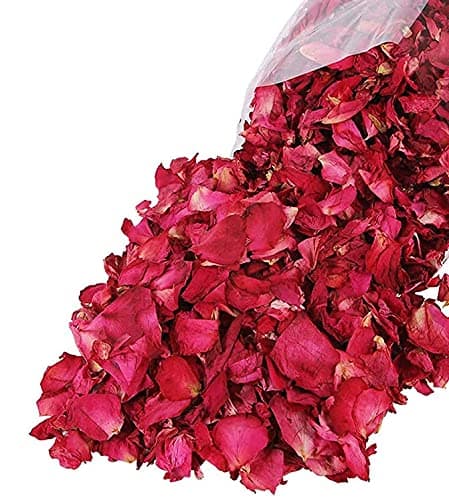 Reccisokz 100g-Pétales de rose séchées naturelles véritables fleurs rouges séchées pour le bain des pieds, le bain, le spa, le mariage, les confettis pour la maison, les loisirs créatifs