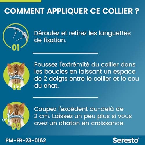 Seresto Collier Chats – Collier anti puces et anti tiques pour chat – Collier Seresto pour chat avec protection longue durée de 7 à 8 mois – Gris