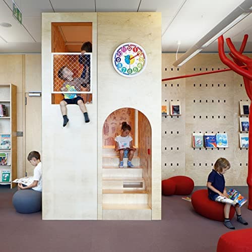 Lafocuse Silencieuse Horloge Murale Enfant Apprentissage Colorée avec 3D Chiffres Facile à Lire pour Ecole Chambre Enfant Classe 30 cm