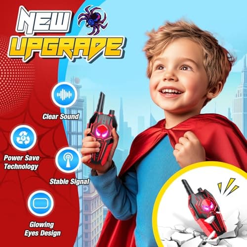 Toyokid Jouet Garcon 3 4 5 6 7 8 9 10 Ans, Talkie Walkie Enfants Rechargeable Jouet Fille 3-10 Ans Spider Talkie Walkie Cadeau Garcon Fille 3 4 5 6 7 8 9 10 Ans Toki Walki Jeux d'extérieur Enfant