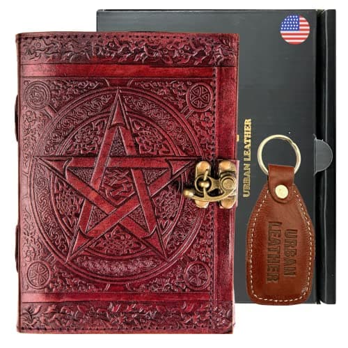 Urban Leather Star Pentagram Journal für Männer und Frauen Grimoire Wicca Witchcraft Book of Shadows Zeichnung Skizzenbuch Scrapbook Unlinierte Seiten