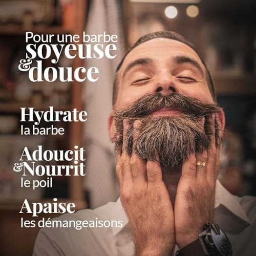 Huile Barbe Homme The HOLY BARBER - Huile a Barbe avec Huile d'ARGAN et Huile de JOJOBA - Huile de Barbe Hydratante & Favorise la Repousse- Idee cadeau homme - Non Gras - 30ml- Soin Barbe Homme