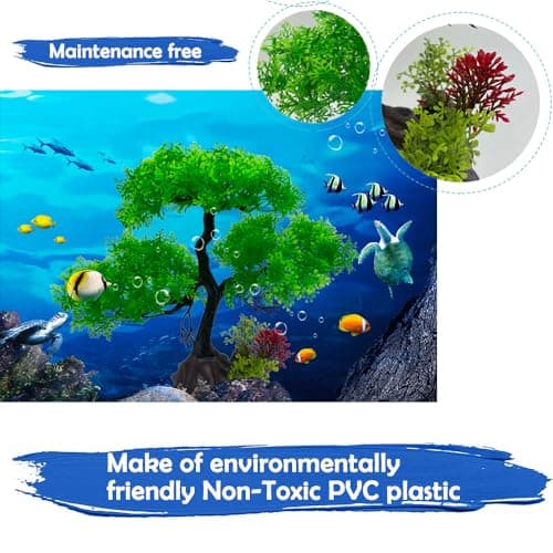 Vibury Décoration D'aquarium Les Arbres, 16 Pièces Vert Plantes Artificielle Aquarium Deco, Terrarium Plante Décoration pour Aquarium