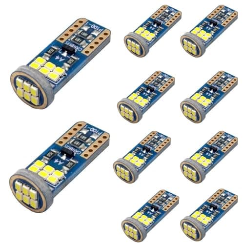 WeiHong 10 pièces Ampoule T10 W5W LED CANBUS 12V Non Polaire 194 Wedge Intérieur De Voiture Lumière Dôme Feux De Plaque D'immatriculation,lampes de lecture de voiture,feux latéraux (Bleu glacier)