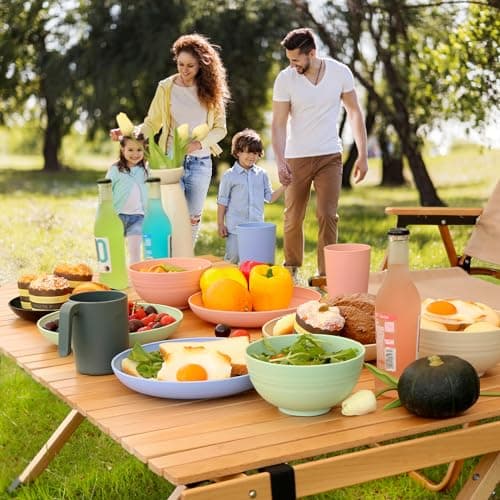Greentainer Lot de 8 grands bols à céréales incassables avec couvercles – Lot de 8 bols en plastique légers de 700 ml – Passe au lave-vaisselle et au micro-ondes – Pour céréales, salade, soupe,
