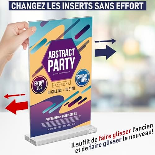 Lot de 6 porte-affiches en acrylique A6 – Élégants et polyvalents – Bords polis – Affichage double face – Écran en plexiglas – Idéal pour les photos, panneaux, menus et présentations de table