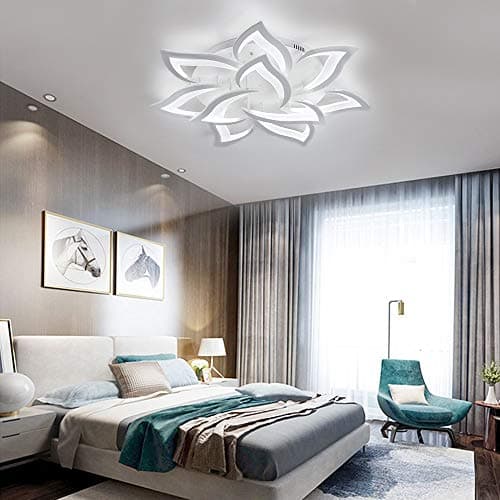 KAUCQI Lustre Salon Plafonnier LED, Moderne Petal Lampe De Plafond LED, Φ85CM 60W, Dimmable 3000K - 6000K, Panneau Acrylique Lumières de Plafond for Living Room, Hall d'entrée, Chambre