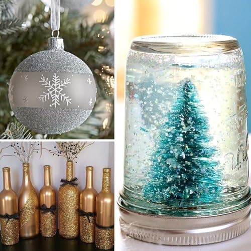 60g Poudre à Paillettes Or Argent Blanc Peinture Pailletée Fines Scintillant en PET Accessoire Loisirs Créatif Décoration DIY Nail Boule de Neige pour Fête Noël Mariage Anniversaire
