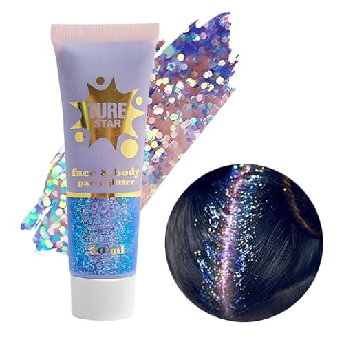 Gel Paillettes Corps,Paillette Cheveux Visage,Paillette Maquillage,Mermaid Sequins Body Glitter pour Festival Fête Noël Pâques Maquillage Décoration,36ML