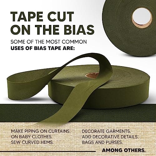 DOJA Barcelona | Biais de Couture Vert | 1 Rouleau Biais Couture 100m | Large 20mm | Ruban Vert Polyester | Biais au Metre | pour Ruban Couture, Passepoil Couture, Galon Couture, Mercerie Biais