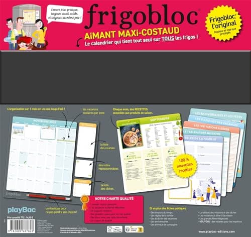 Frigobloc Mensuel 2025 - Calendrier d'organisation familiale / mois (de sept. 2024 à déc. 2025)