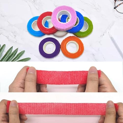 Vordpe 12 Rouleaux de Bandage Auto-Adhésif 2,5 cm x 4,5 m, Bande Sportive, Bandage Cohésif, Bandage de Fixation Élastique, Bandage Adhésif pour Doigts, Poignets, Orteils (Multicolore)