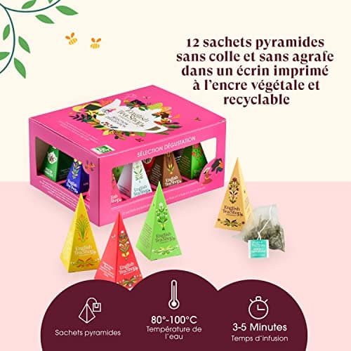 English Tea Shop - Coffret Thé - 12 mélanges de thé bio à offrir dans une jolie boite à thé éco-conçue - Coffret thé cadeau femme avec assortiment de 12 thés