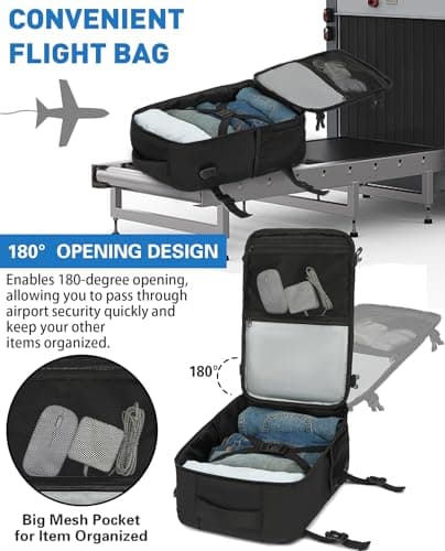 KLOSTAIN Bagage Cabine 40x20x25 pour Ryanair Sac à Dos Voyage Cabine Avion 20 L Femme Homme Bagage à Main Sac à Dos pour Ordinateur Portable Noir