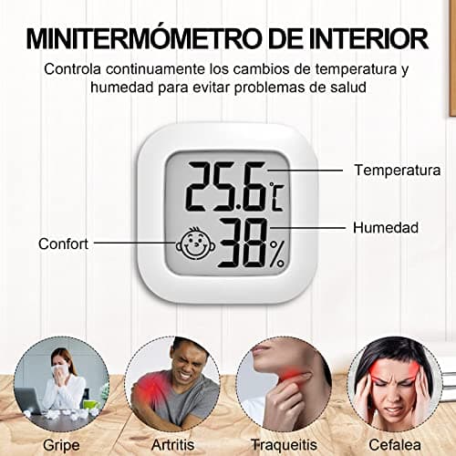 Lot Thermomètre Intérieur,LCD Mini Digital Thermometre Hygrometre Interieur, Haute Précision Petit Thermomètre d'intérieur Exterieur Mural Pour Maison, Chambre Bébé, Culture and Cave (4)