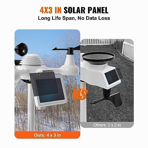 VEVOR Station Météo WiFi 7 en 1 Station Météo sans Fil Intérieur Extérieur Solaire Grand Écran Couleur 7,5 po Station Météo Numérique Capteur pour Température Humidité Vitesse Direction de Vent Pluie