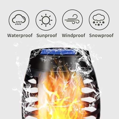 LQWELL Lampes solaires pour jardin extérieur, paquet de 6 lampes solaires à 12 LED avec effet de flamme, torches de jardin étanches IP65, éclairage solaire (Blanc chaud 6 pièces)