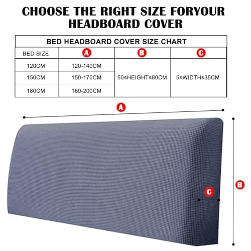 Yidaxing Housse de Tête de Lit, Extensible Housse de Protection pour Tête de Lit Élastique Lavable Velours Facile a Installer Couverture de Tête de Lit Simples Doubles 180-200cm,Gris Profond