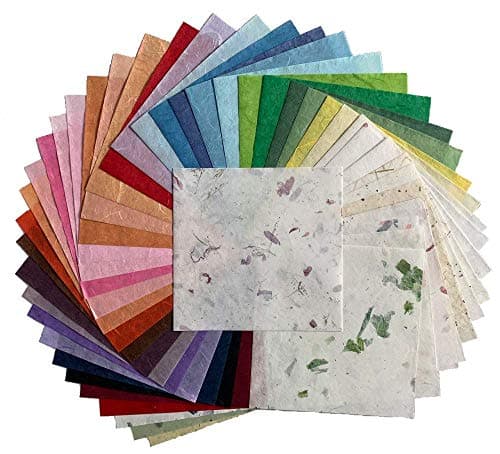 RATREE SHOP Lot de 50 feuilles de papier de mûrier carré pour origami - Pour loisirs créatifs