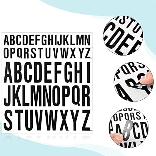 WeddHuis 8 Lettres Adhésives Vinyle Imperméable en Noir, 2,5cm 5cm, Autocollants Scrapbooking pour Boîtes Aux Lettres et Artisanat