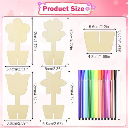 RUIJIE 3D Bricolage Fleurs en Bois, 20 Pcs Kits Fleurs Artisanat en Bois à Peindre, DIY Activité Manuelle Peinture, Fleurs Décoration Loisirs Créatifs pour Enfants Cadeau Anniversaire Jouet Party