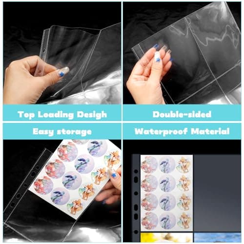 30 Pack 240 Pochettes Photo A4, Pochette Transparente pour Reliure à Anneaux 2/3/4, 4 Compartiments, Protège Page Photo Double Face, Pages de Recharge pour Album Photo,Pochettes Photos A6 (105x153 mm)