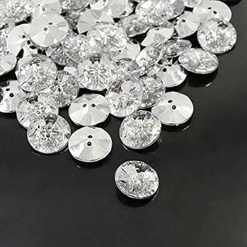 LOT 10 BOUTONS FANTAISIES STRASS TRANSPARENT 10 mm - 2 TROUS - CREATION COUTURE SCRAPBOOKING