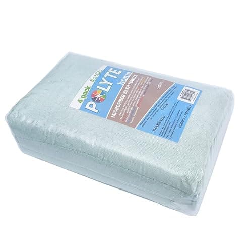 Polyte - 4 Serviettes de Bain en Microfibres - sèche Rapidement/ne Peluche Pas - Vert Clair - 145 x 76 cm