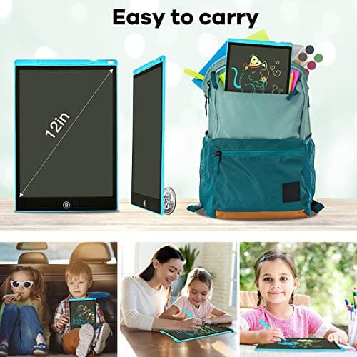 2 Pièces Tablette d'écriture LCD de 12 Pouces Coloré,Effaçable Et réutilisables,pour Filles de2 3 4 5 6 7 Ans Tablette Dessin Enfant,Jouet Educatif de Filles et Garçons, Cadeaux d'anniversaire Noël