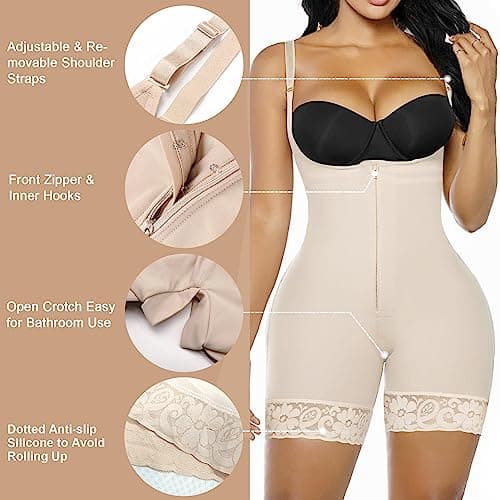 YIANNA Body Gainant Femme Ventre Plat Invisible Gaine Amincissante Shapewear Post Accouchement Serre Taille Fajas Colombianas Reductoras Beige, XL 7212
