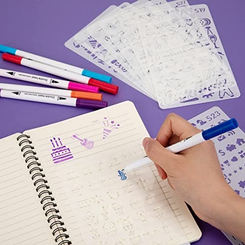 Pochoirs pour Journal Intime Bullet Journal Pochoir Kit Pochoir à Dessin Réutilisable pour DIY Carnet de Notes Scrapbooking 26 Pièces