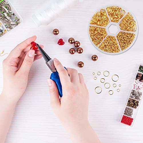 Lot de 690 anneaux ouverts doubles ronds dorés avec petite boîte de rangement, 4, 5, 6, 8, 10, 12 mm, anneaux ouverts à double boucle pour la fabrication de bijoux, petit porte-clés pendentif outil de