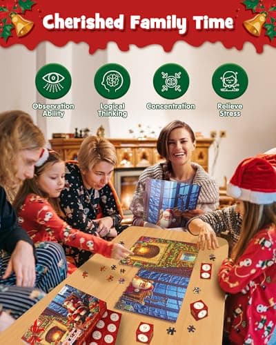 D-FantiX Calendrier de l'Avent Puzzles de Noël, 24 jours de compte à rebours pour enfants, garçons, filles, adolescents, 1008 pièces pour adultes, Cadeaux de Noël Puzzle Décoration de la maison