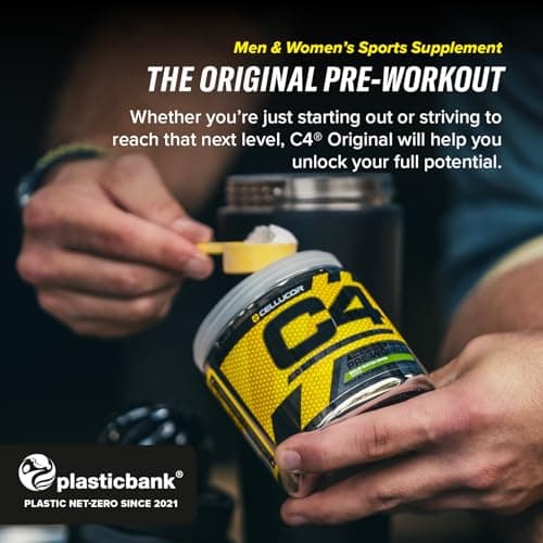 C4 Original Pre Workout Powder, Bubblegum, 60 portions | Boisson énergétique en poudre sans sucre avec 150mg de caféine, 1500mg de créatine monohydrate, 1600mg de bêta-alanine.