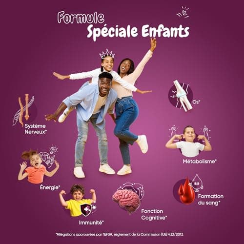 Gummies Fer avec Vitamine C - 120 Gummies Vitamine Enfant (4mois) de 3 à 12 ans - Gummies Enfant Vitamine C Acide Ascorbique & Fer Sans Allergènes - Cure Vitamine Fatigue, Os, Croissance & Immunité