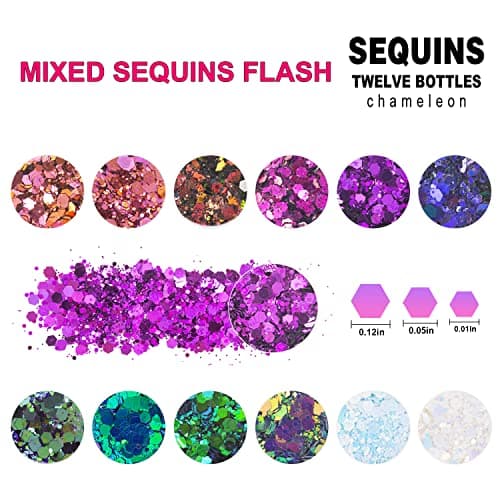 GWAWG 12 couleurs de paillettes holographiques pour le visage, les yeux, les cheveux, les ongles et la peinture
