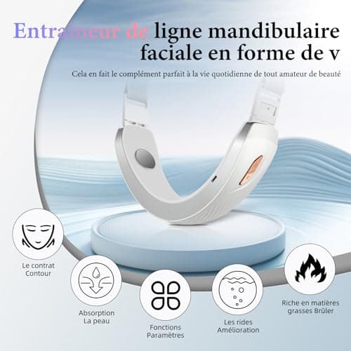 Wonder Forge Appareil de Levage du Visage, EMS Massage Visage, 6 Modes V-Face Shaping Massager Électrique, Massage Visage à Lumière Rouge et Bleue avec Télécommande