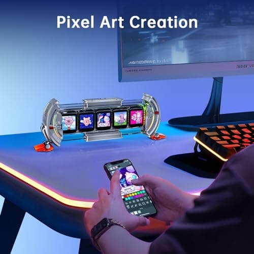 Divoom Times Gate WiFi Pixel Art Informative Display,5pcs 128 * 128 IPS Screen,LED Digital Clock Lights Decorative with APP Control for Gaming Room Setup Table Decoration Silver