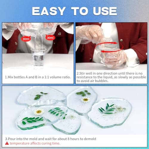 Résine époxy, 2000 ML, Transparente, avec durcisseur, résine et durcisseur, pour Un kit de résine Transparente et non Toxique, sans Bulles et Facile pour Les débutants, résine époxy à couler en