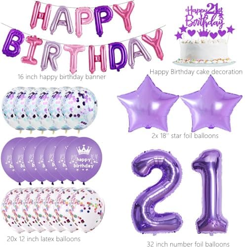 Violet 21 Anniversaire Decoration Femme Ballon 21 ans Anniversaire Femme Violet Decoration Anniversaire 21 ans Violet gâteau Ballon 21 ans Femme Violet 21 Anniversaire Fête Déco Violet