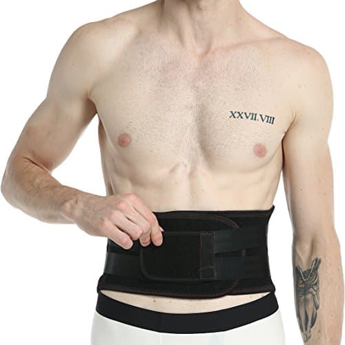 NEOtech Care Ceinture lombaire - Matériau respirant - Soutien/Maintien du dos renforcé - Corset double compression - Gym/Posture/Entrainement/Travail - Marque (Noire, Taille S)
